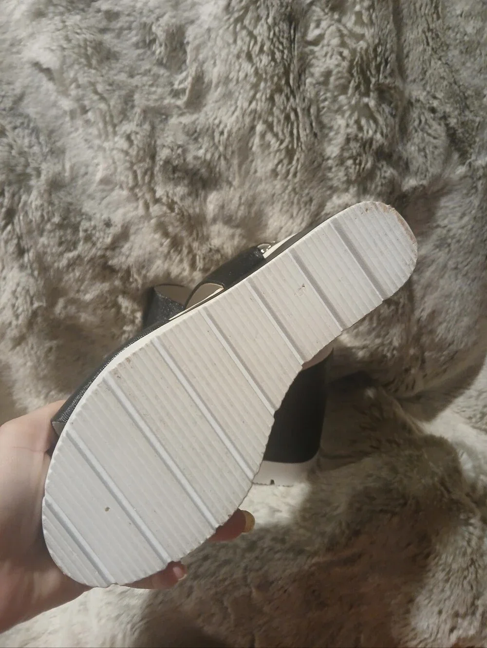 Juicy Couture Black and White Platform Wedge Sandals